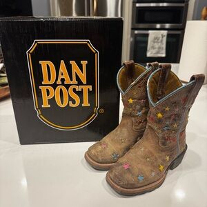 DAN POST LITTLE GIRLS' STARLETT WESTERN BOOTS - SQUARE TOE SIZE 10